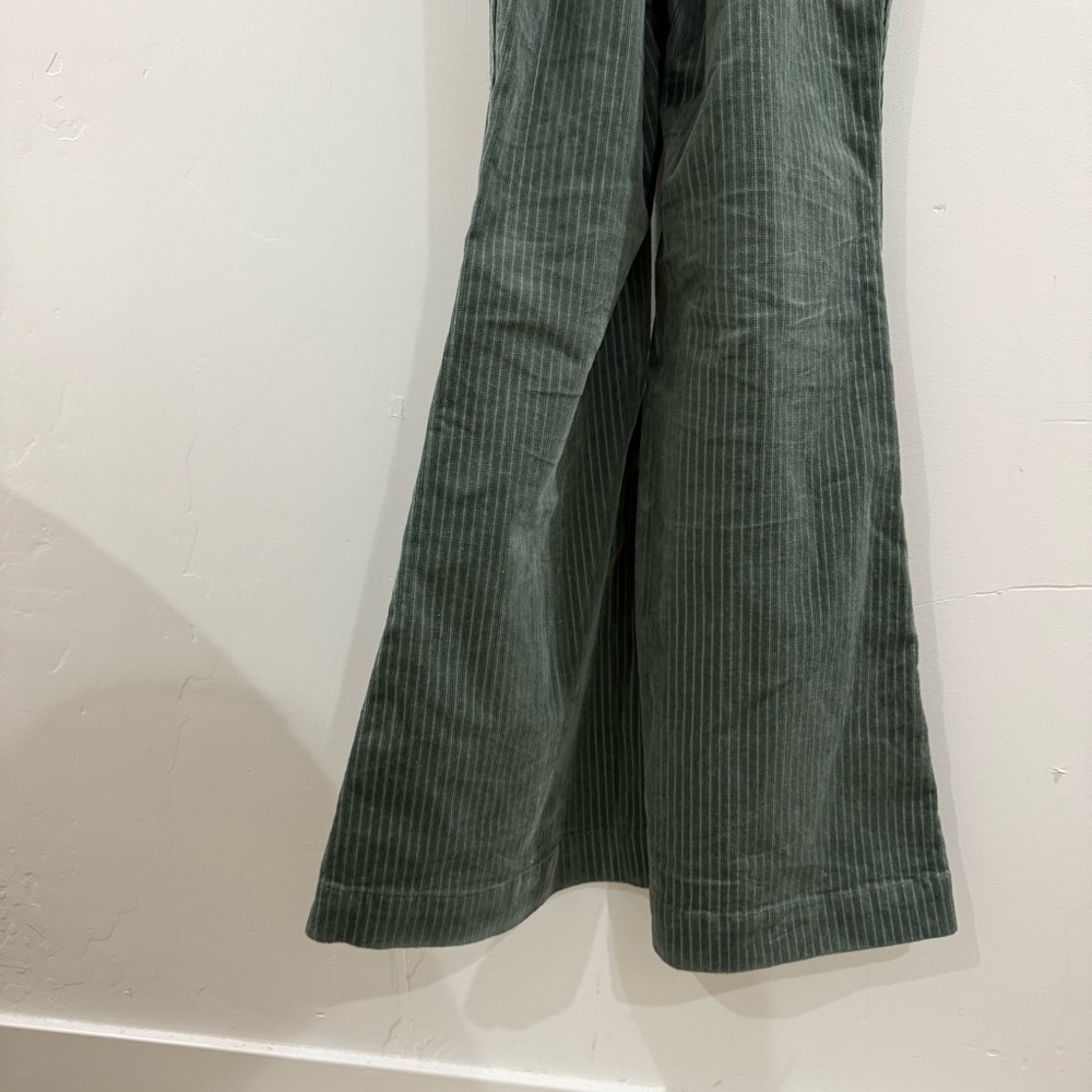 FREE PEOPLE x LEE Vintage Corduroy Flare Overalls in Greyed Olive - Picture 9 of 14